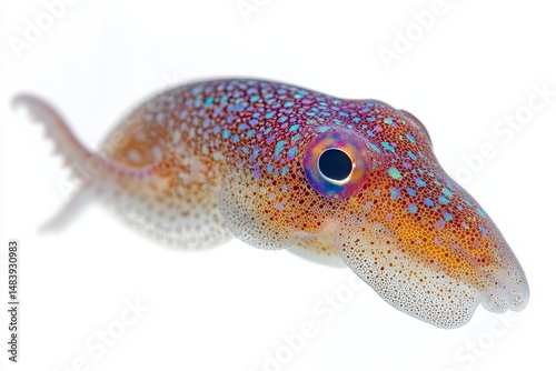 Isolated squid isolated on white background with clipping path. Full Depth of field. Focus stacking. PNG