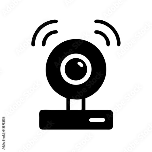 Webcam icon for remote work and digital professions on white background