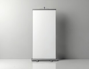 Isolated white background customizable rollup standee banner mockup template. Perfect design presentation, outdoor indoor advertising, business commercial use. Suitable for exhibition, trade show,