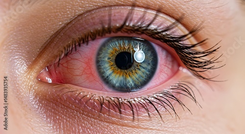 Close up of a bloodshot and unhealthy eye