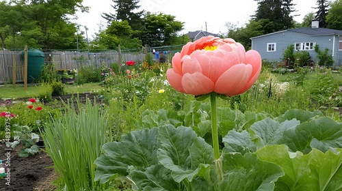Stunning Peach Papaver Somniferum in Vibrant Garden
