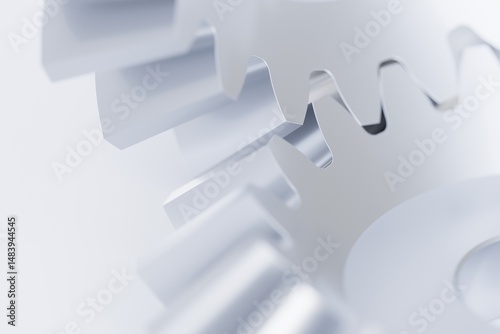 abstract gears, close-up view of cogs, 3d rendering