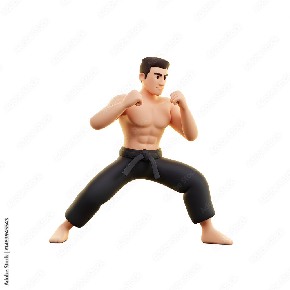 A cartoon man is ready to fight with his fists up while wearing black pants and a black belt, making it perfect for martial arts related projects. A cartoon man is ready to fight with his fists up while wearing black pants and a black belt, making it perfect for martial arts related projects.