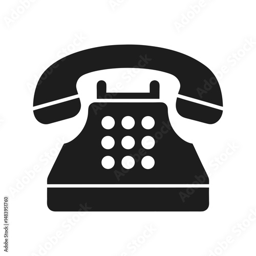 Landline telephone silhouette vector art illustration, retro phone icon on white background
