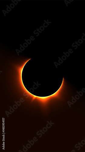 A solar eclipse with a radiant red and orange corona. The glowing energy contrasts against the dark sky, creating an ethereal cosmic spectacle. Ideal for sci-fi and space-themed designs.