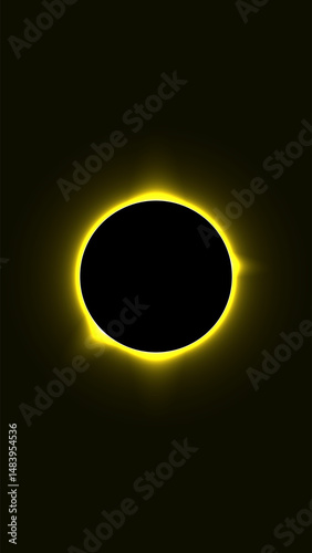 A total solar eclipse with a radiant yellow corona. The glowing energy contrasts against the dark sky, creating an ethereal cosmic spectacle. Ideal for sci-fi and space-themed designs.