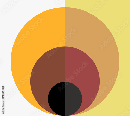 Circle geometric art using four shades of pastel gradients and four contrasting color gradients can be eye-catching and visually striking. It can be used for backgrounds, wallpapers, sculptures, etc.