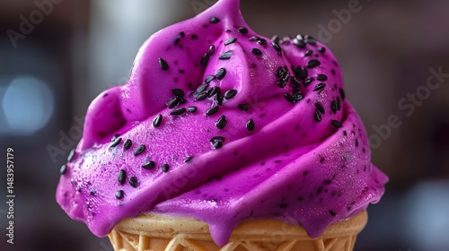 Wallpaper Mural Pink ice cream cone with dragon fruit seeds delicious dessert sweet treat food Torontodigital.ca