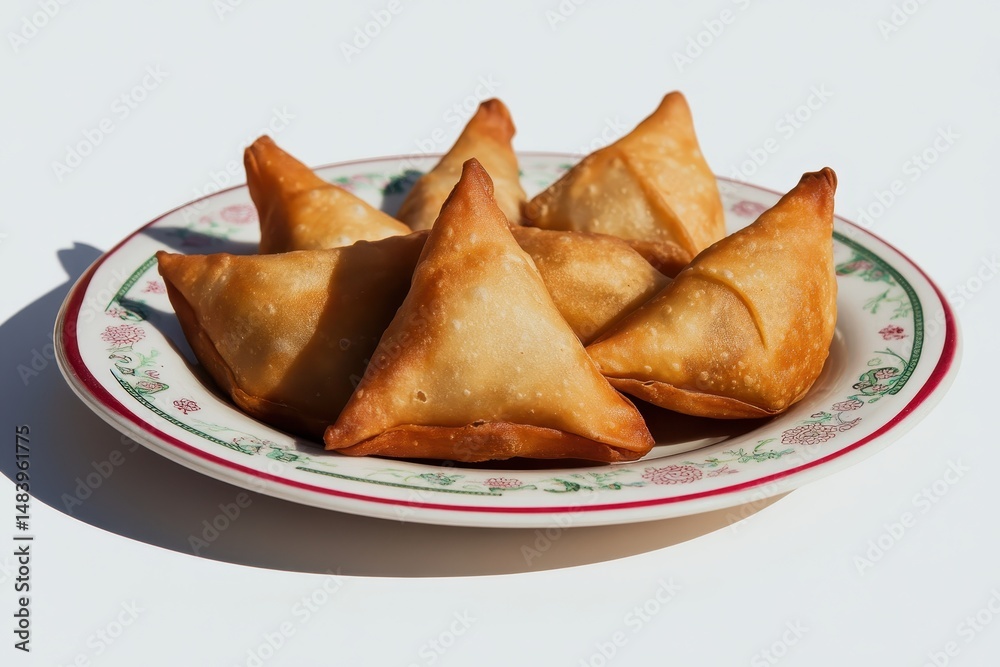 Golden-brown, crispy fried pastries on a plate Golden-brown, crispy fried pastries on a plate