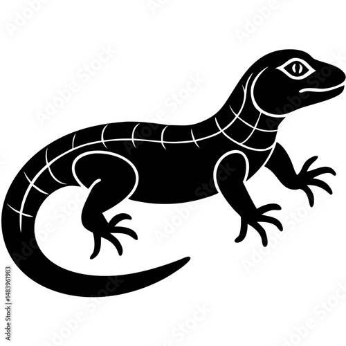 Creative details beautiful monitor lizard Vector Illustration