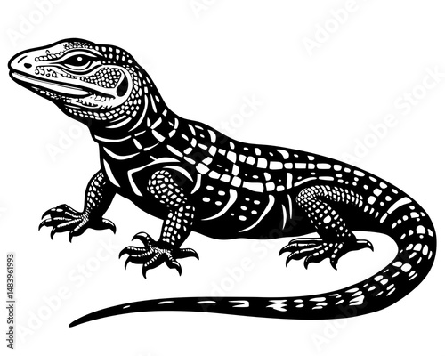 Creative details beautiful monitor lizard Vector Illustration