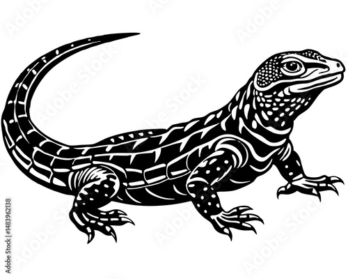 Creative details beautiful monitor lizard Vector Illustration