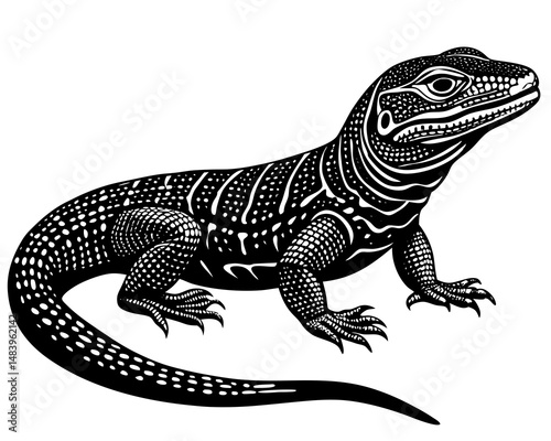 Creative details beautiful monitor lizard Vector Illustration