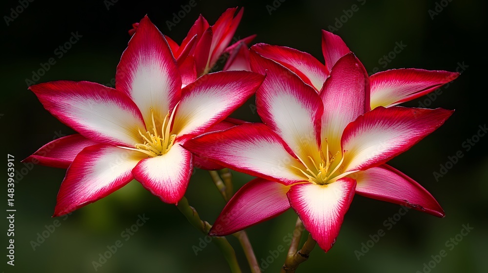 Stunning Red and White Adenium Flowers Close Up