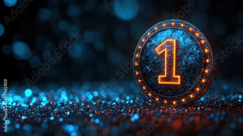 Number one, glowing metallic design