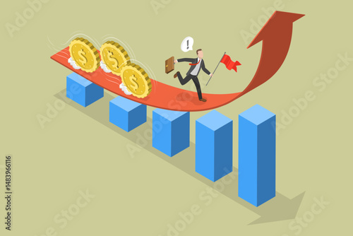 3D Isometric Flat Vector Illustration of Income Growth, Wealth and Financial Management