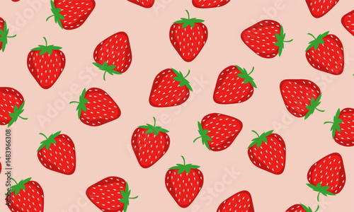 Strawberry seamless pattern. Vector strawberry background seamless pattern. Strawberries repeatable background