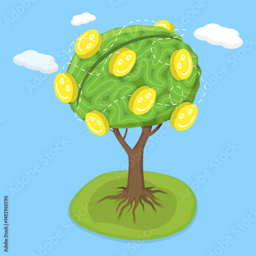 3D Isometric Flat Vector Illustration of Emotional Intelligence, Mental Awareness and Psychological Issues