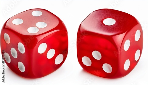 red dice isolated on white background full depth of field