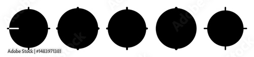 Five Ellipses Illustrating Progressive Filling or Circularity, Black on White