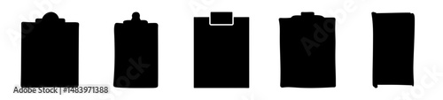 Silhouetted Set of Clipboards with Different Clip Designs and Rough Edges