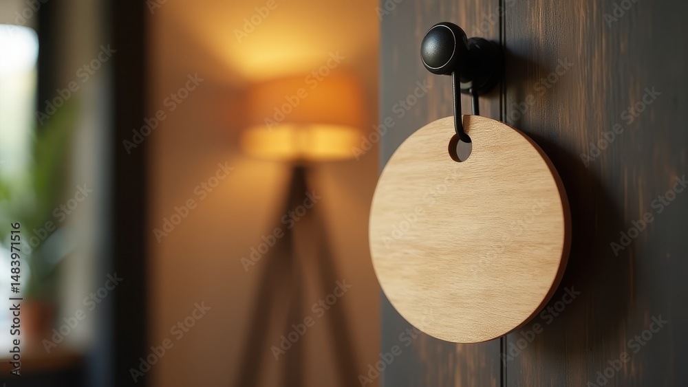 Obraz premium Elegant wooden mockup on a door, enhancing modern interior aesthetics.