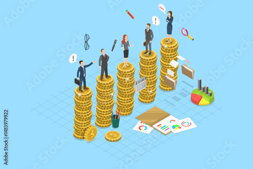 3D Isometric Flat Vector Illustration of Equal Opportunities , Concept of Promoting Gender Equality And Equal Opportunities at Wrokplace