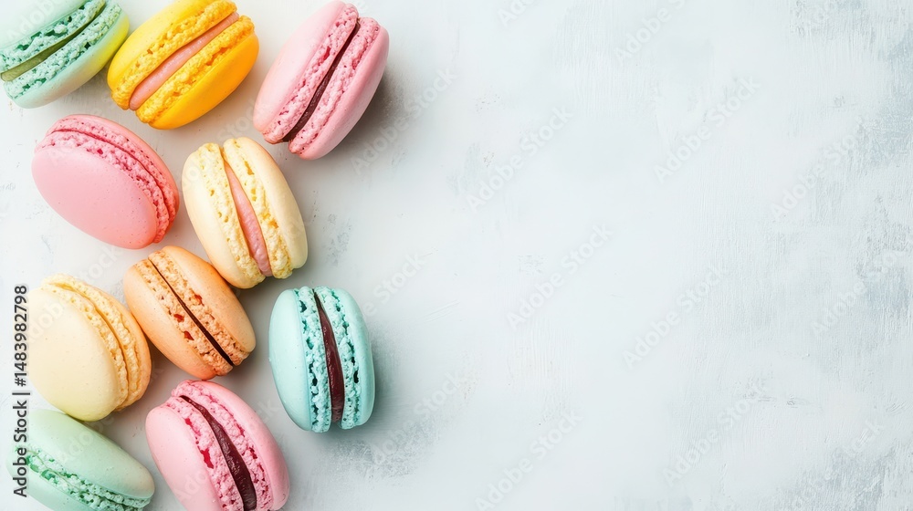 Fototapeta premium Beautifully arranged colorful macarons
