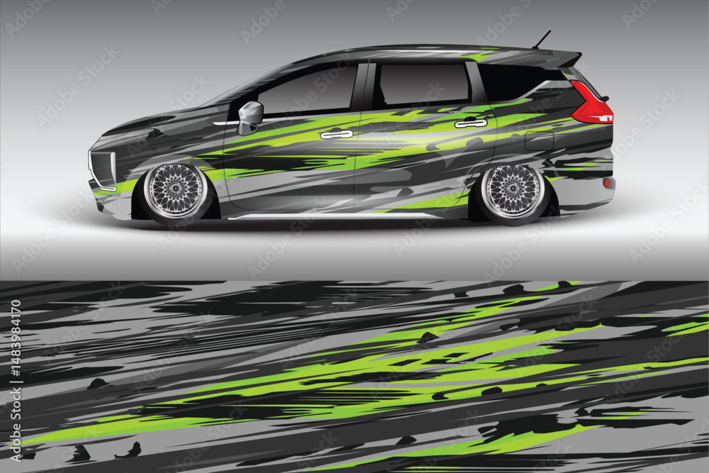 Obraz premium Stylish modified car with dynamic paint design (3)