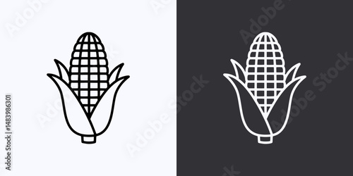 Corn Icon – Vector Outline – Black and White Preview