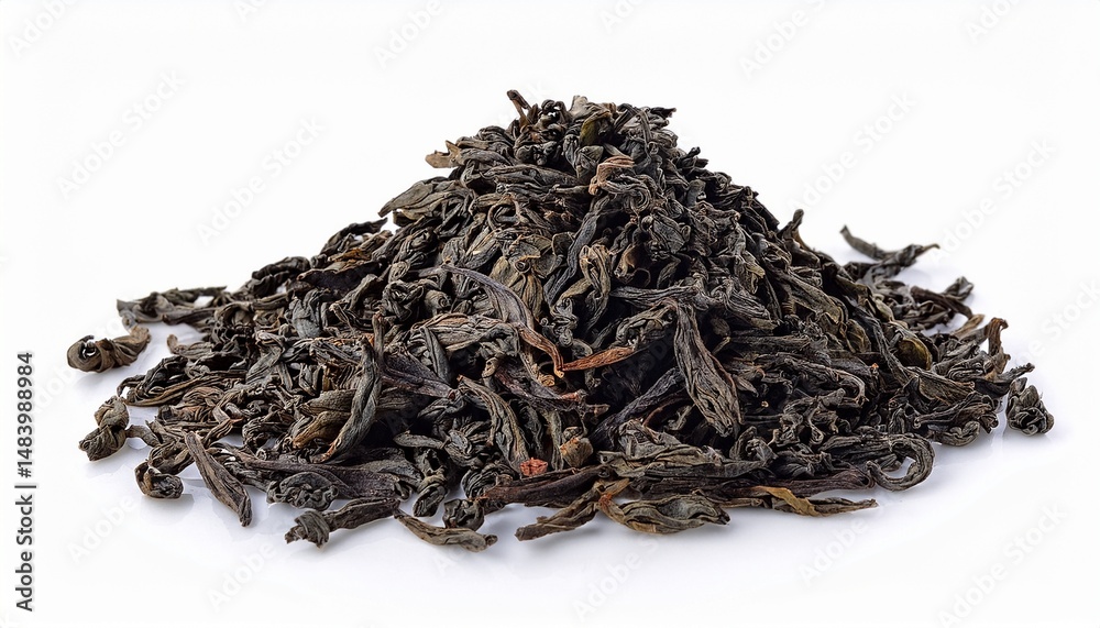 dry tea leaves isolated on white background dry tea leaves isolated on white background