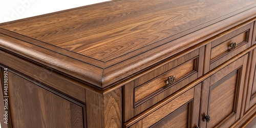 Elegant antique wooden cabinet featuring ornate details and fine wood grain finish