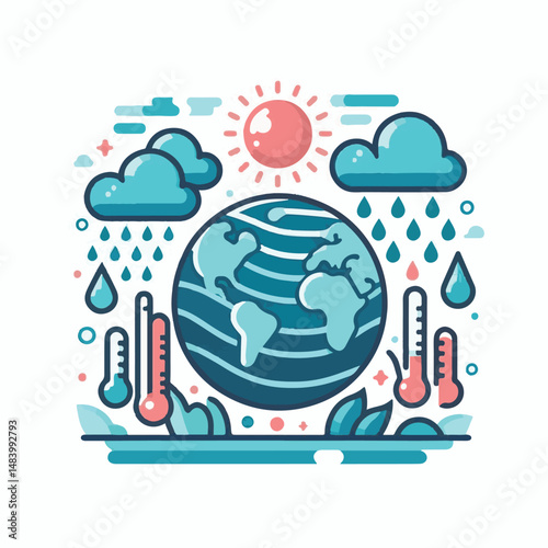 meteorology, weather, climate, earth, background, cloud, temperature, nature, forecast, environment, world, season, poster, day, sky, rain, illustration, vector, march, meteorological, globe, world me