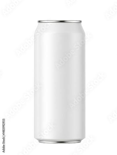 Blank white aluminum can isolated on transparent background for mockups
