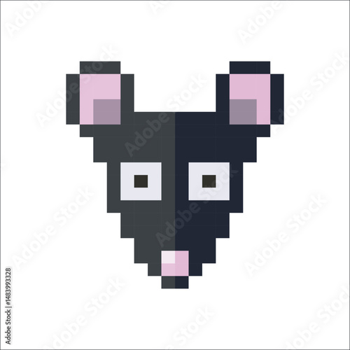 Mouse pixel art, vector illustration