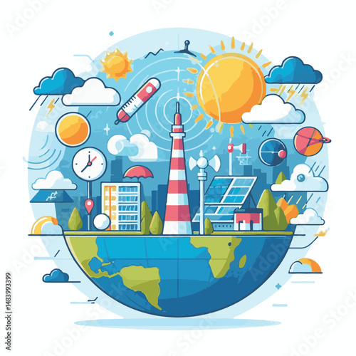 meteorology, weather, climate, earth, background, cloud, temperature, nature, forecast, environment, world, season, poster, day, sky, rain, illustration, vector, march, meteorological, globe, world me