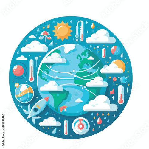 meteorology, weather, climate, earth, background, cloud, temperature, nature, forecast, environment, world, season, poster, day, sky, rain, illustration, vector, march, meteorological, globe, world me