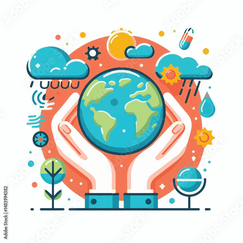 meteorology, weather, climate, earth, background, cloud, temperature, nature, forecast, environment, world, season, poster, day, sky, rain, illustration, vector, march, meteorological, globe, world me