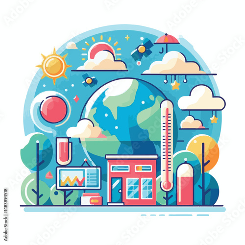 meteorology, weather, climate, earth, background, cloud, temperature, nature, forecast, environment, world, season, poster, day, sky, rain, illustration, vector, march, meteorological, globe, world me