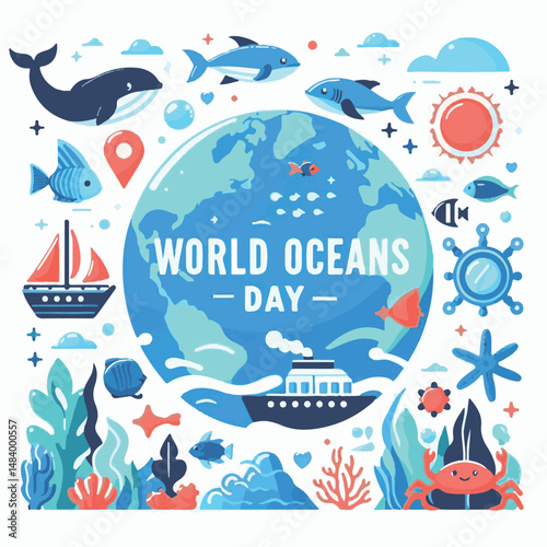 sea, water, nature, blue, environment, ocean, background, illustration, day, concept, world, fish, vector, underwater, design, banner, graphic, save, clean, environmental, aqua, poster, eco, life, ear