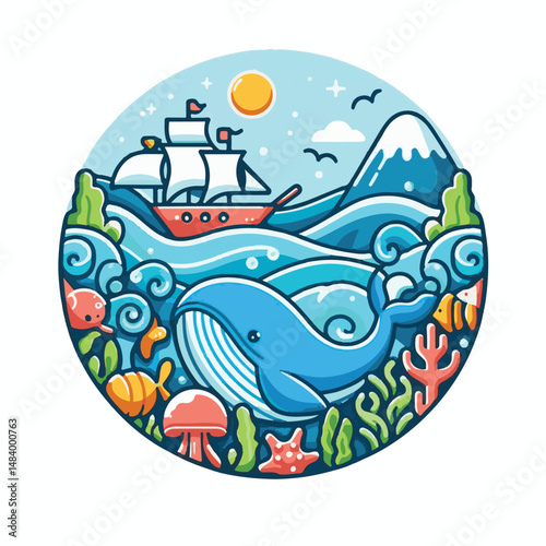 sea, water, nature, blue, environment, ocean, background, illustration, day, concept, world, fish, vector, underwater, design, banner, graphic, save, clean, environmental, aqua, poster, eco, life, ear