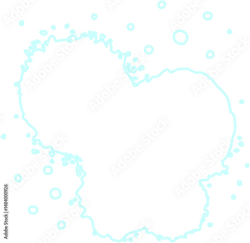 Grainy heart-shaped water stain featuring dispersed textures and high-contrast neon outline.