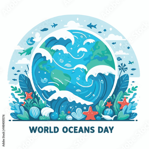 sea, water, nature, blue, environment, ocean, background, illustration, day, concept, world, fish, vector, underwater, design, banner, graphic, save, clean, environmental, aqua, poster, eco, life, ear