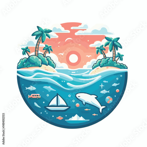 sea, water, nature, blue, environment, ocean, background, illustration, day, concept, world, fish, vector, underwater, design, banner, graphic, save, clean, environmental, aqua, poster, eco, life, ear