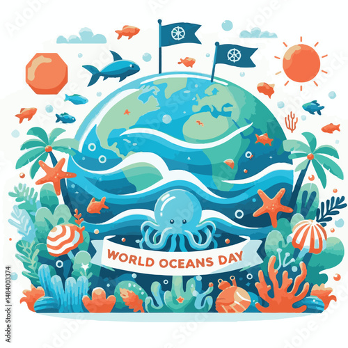 sea, water, nature, blue, environment, ocean, background, illustration, day, concept, world, fish, vector, underwater, design, banner, graphic, save, clean, environmental, aqua, poster, eco, life, ear