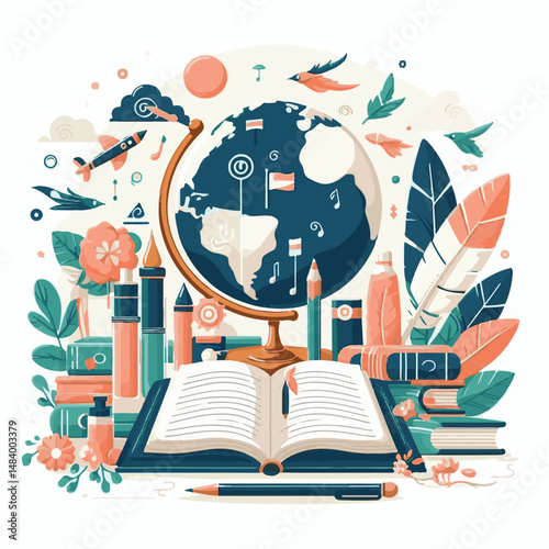 poster, illustration, literature, art, poetry, design, writer, holiday, feather, march, vector, day, quill, education, pen, poetry day, world, calligraphy, letter, poesy, poet, graphic, paper, concept