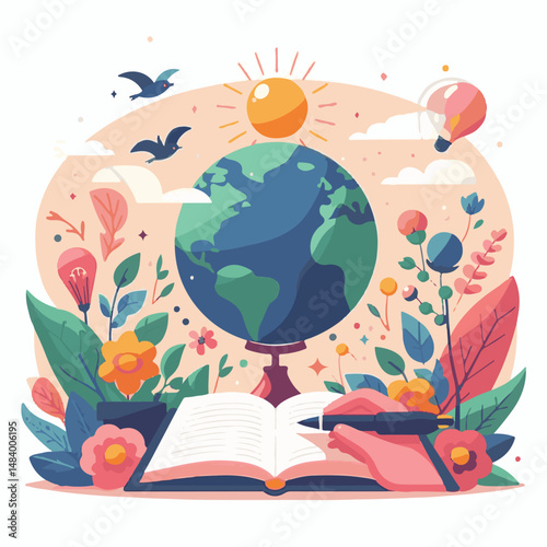 poster, illustration, literature, art, poetry, design, writer, holiday, feather, march, vector, day, quill, education, pen, poetry day, world, calligraphy, letter, poesy, poet, graphic, paper, concept