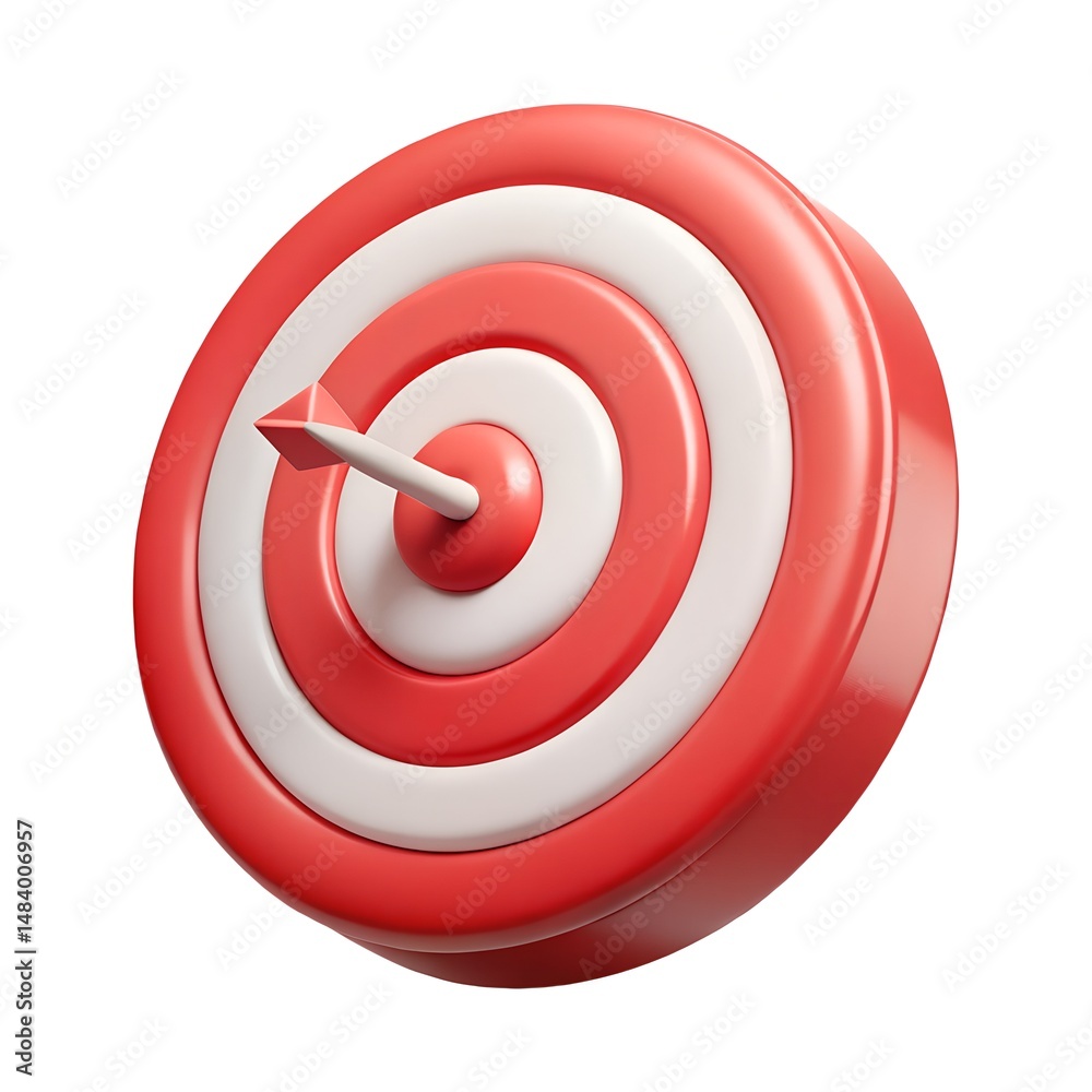 3D Red Bullseye Target Icon Achieve Your Goals with Precision 3D Red Bullseye Target Icon Achieve Your Goals with Precision