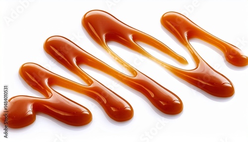 caramel syrup drizzle isolated on white background