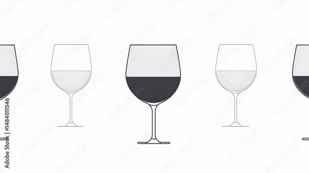 Elegant Wine Glass Set Illustration Red White Wine Elegant Wine Glass Set Illustration Red White Wine